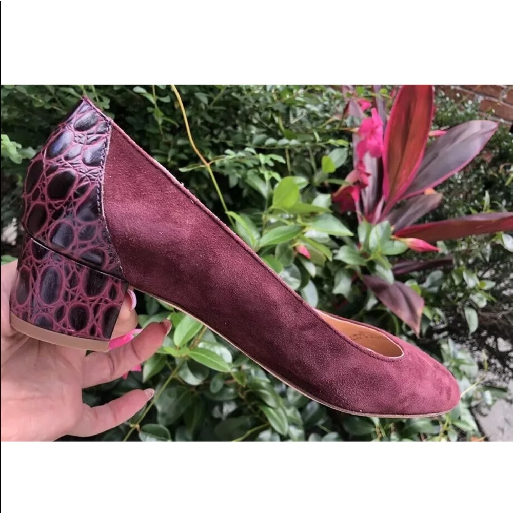 J Crew Sz 8 Stamped Heel G8170 Cabernet Red Shoes